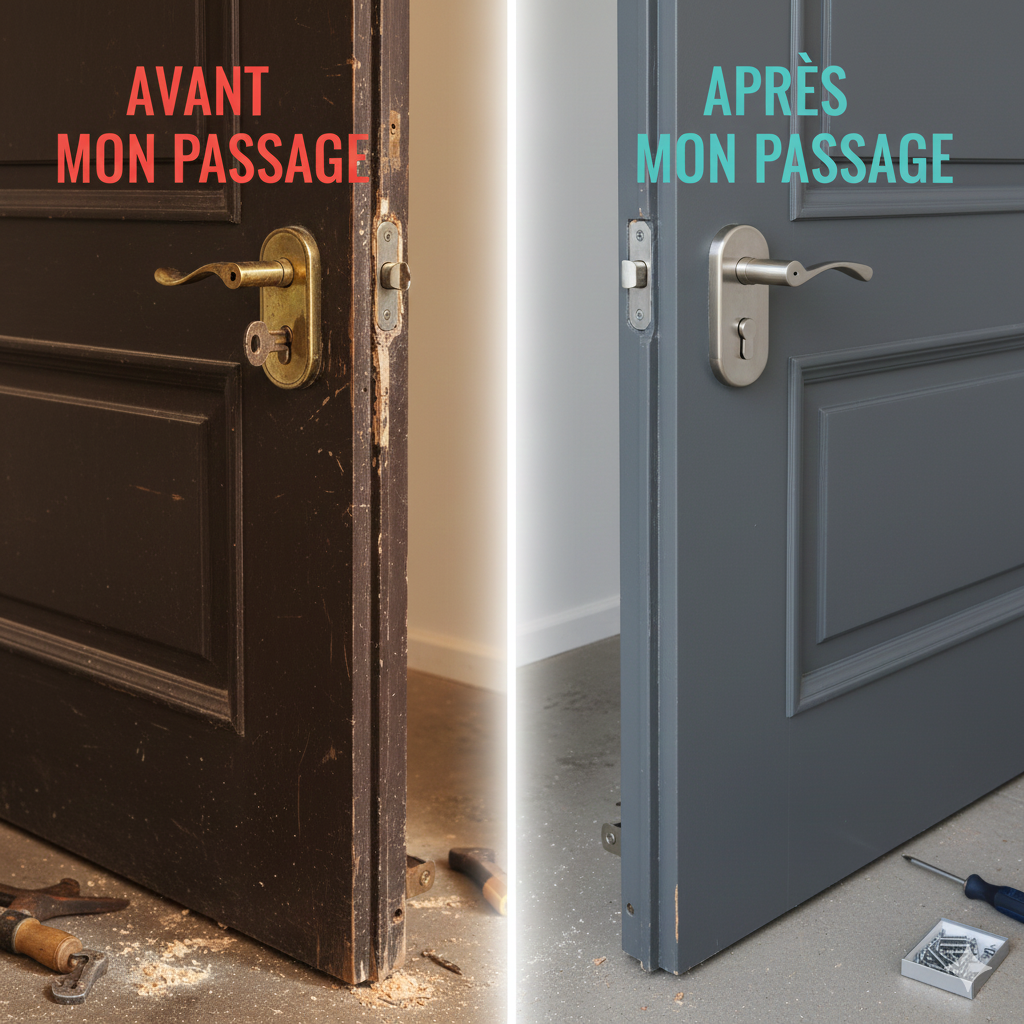 Changement de poignée de porte et serrure